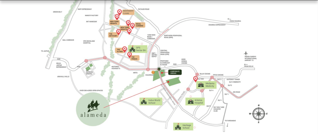 DLF Alameda location map
