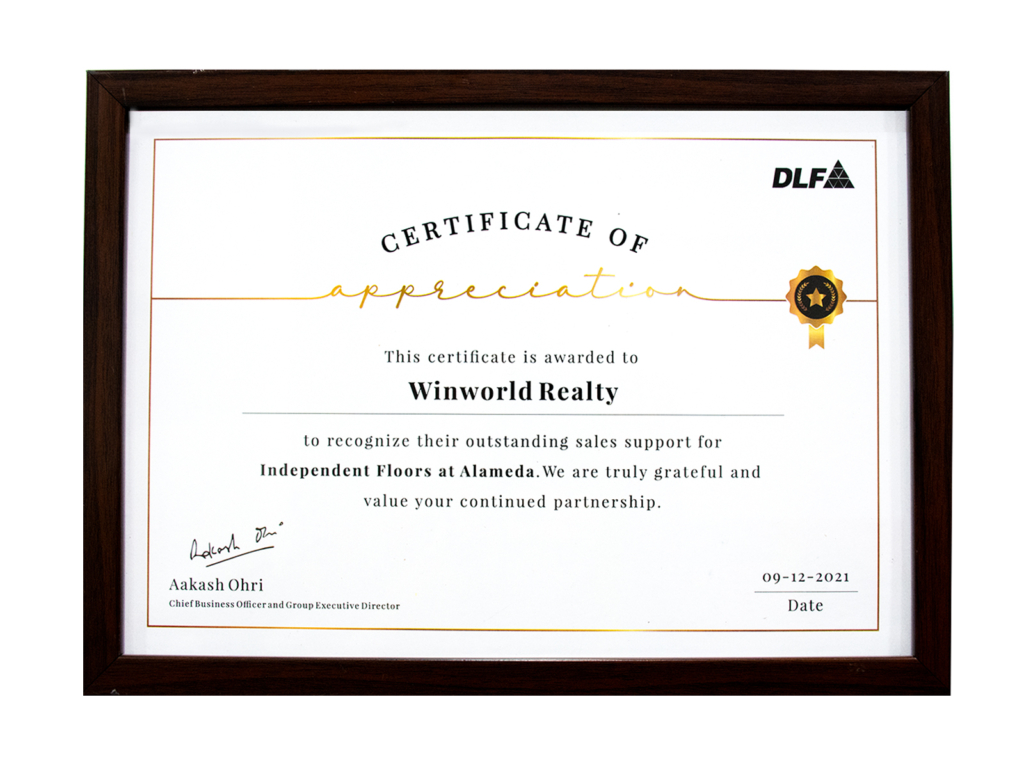 DLF Alemda Floors Certificate